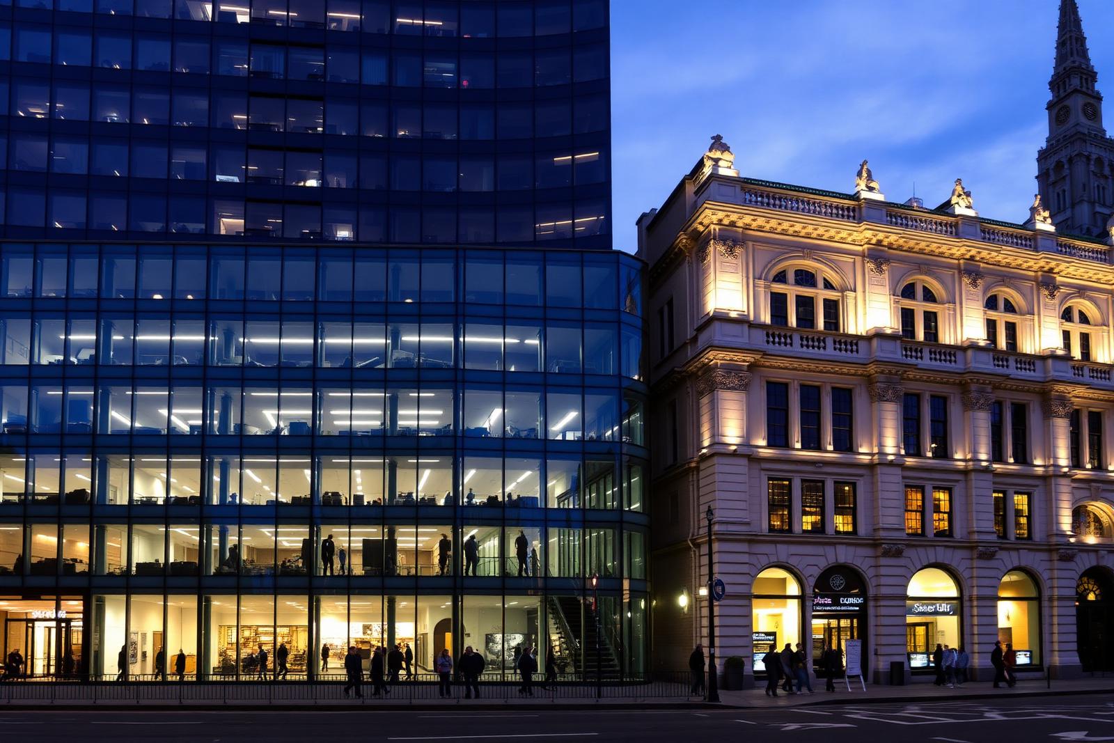 City of London commercial property at dusk